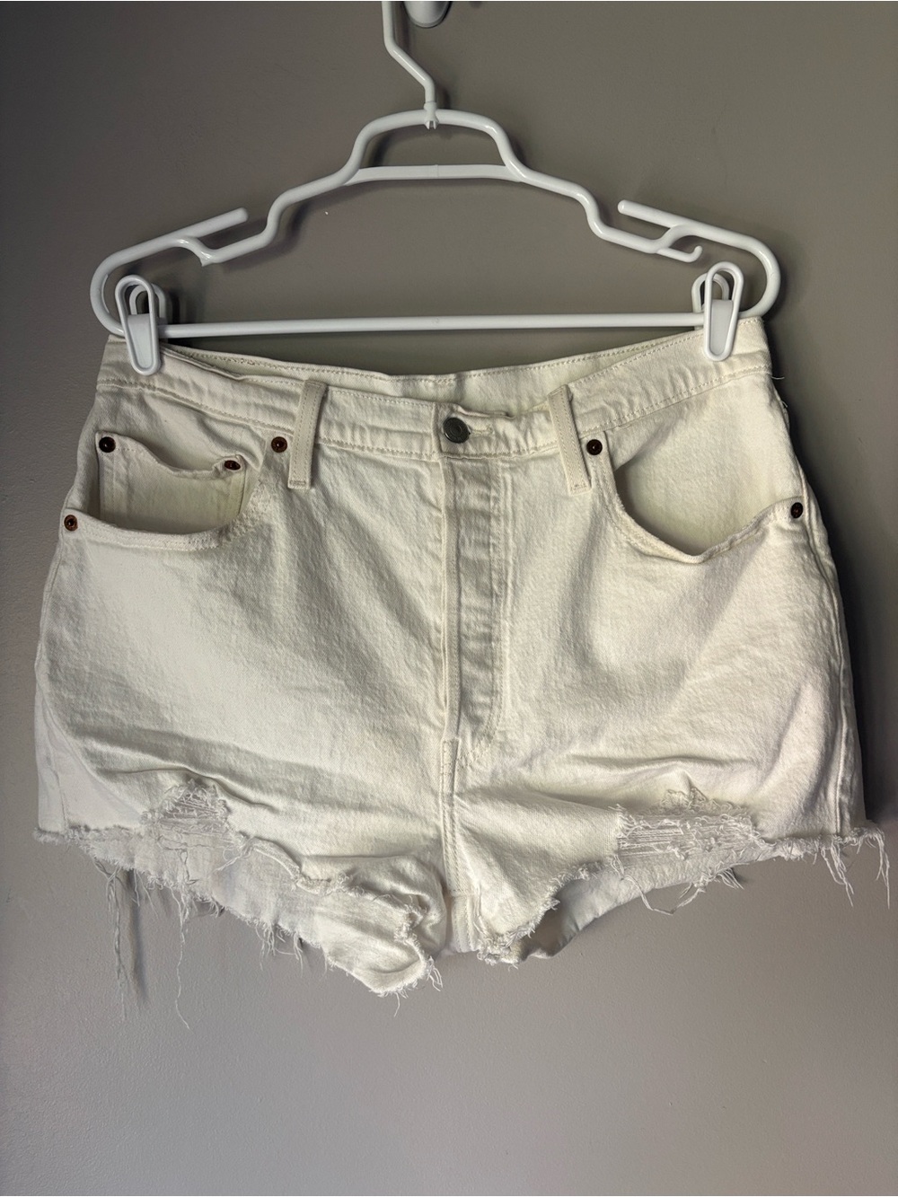 Levi’s 501 Women’s High Rise White Denim Shorts